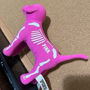 PINK Victoria's Secret Bright Pink Skeleton Dog Plush